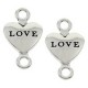 Metal charm / connector Heart "Love" Antique silver